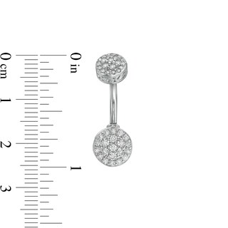 Solid Stainless Steel and Brass CZ Cluster Belly Button Ring - 14G