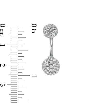 Solid Stainless Steel and Brass CZ Cluster Belly Button Ring - 14G