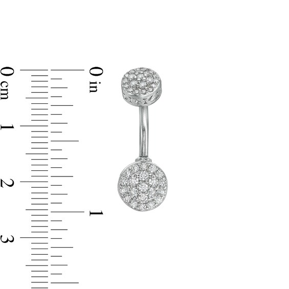 Solid Stainless Steel and Brass CZ Cluster Belly Button Ring - 14G