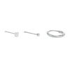 Thumbnail Image 0 of Solid and Tube Sterling Silver CZ Nose Stud and Hoop Three Piece Set - 22G