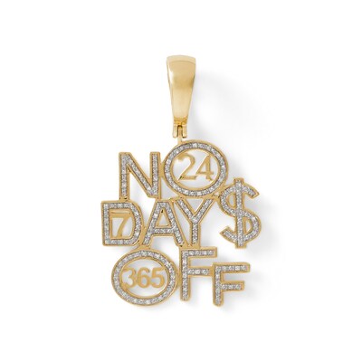 1/10 CT. T.W. Diamond "NO DAY$ OFF" Necklace Charm in 10K Gold