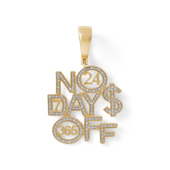 1/10 CT. T.W. Diamond "NO DAY$ OFF" Necklace Charm in 10K Gold
