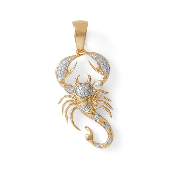 1/8 CT. T.W. Diamond Scorpion Necklace Charm in 10K Gold | Banter