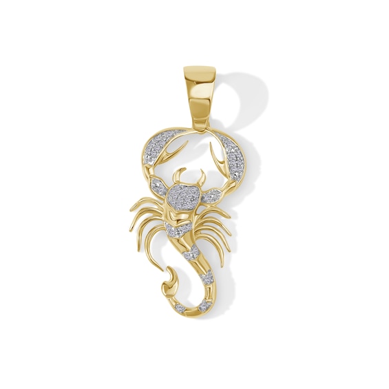 1/8 CT. T.W. Diamond Scorpion Necklace Charm in 10K Gold | Banter