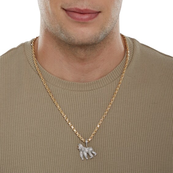 Lab-Created Ruby and 1/2 CT. T.W. Diamond Gorilla Necklace Charm in 10K Gold