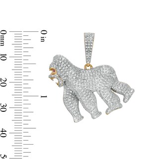 Lab-Created Ruby and 1/2 CT. T.W. Diamond Gorilla Necklace Charm in 10K Gold