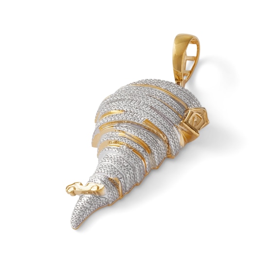 14K Gold Plate 1/10 CT. T.W. Diamond Tornado with House and Car Necklace Charm
