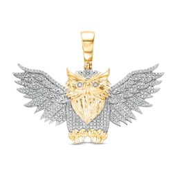 1/10 CT. T.W. Diamond Open Winged Owl Necklace Charm in Sterling Silver with 14K Gold Plate