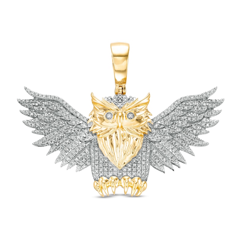 Main Image 1 of 1/10 CT. T.W. Diamond Open Winged Owl Necklace Charm in Sterling Silver with 14K Gold Plate