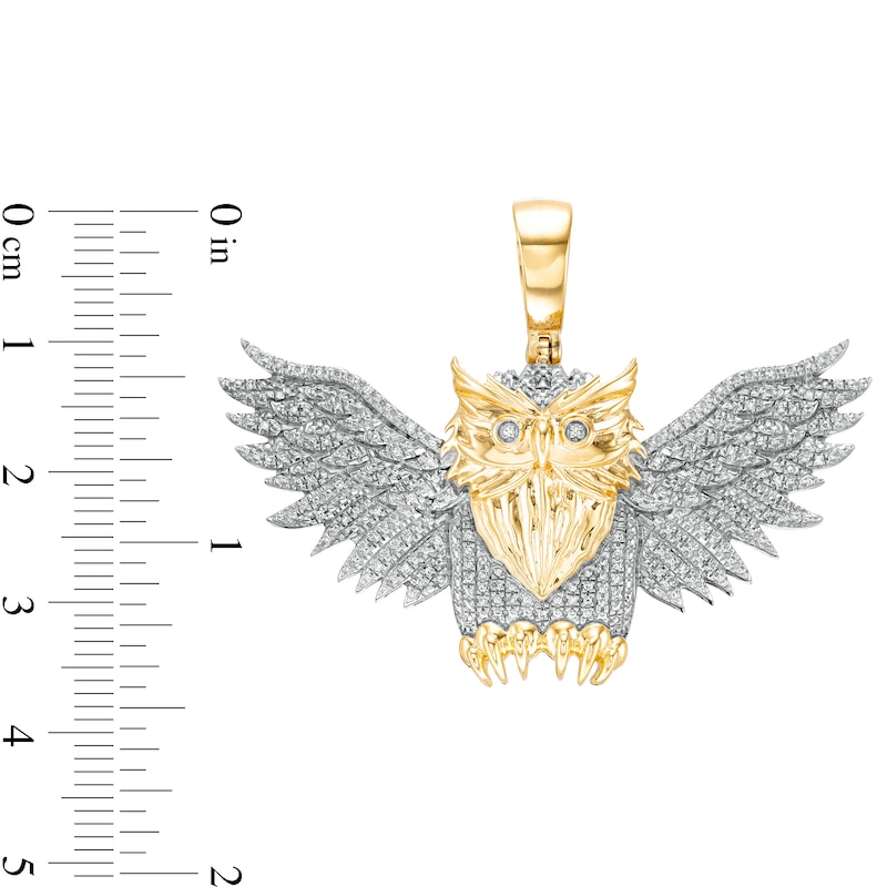 Main Image 2 of 1/10 CT. T.W. Diamond Open Winged Owl Necklace Charm in Sterling Silver with 14K Gold Plate