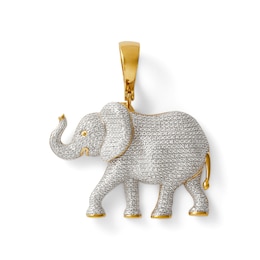 1/6 CT. T.W. Diamond Elephant Necklace Charm in Sterling Silver with 14K Gold Plate