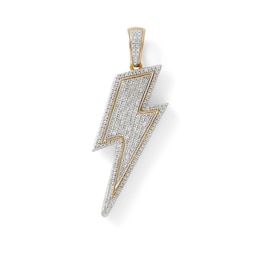 1/4 CT. T.W. Diamond Lightning Bolt Necklace Charm in Sterling Silver with 14K Gold Plate