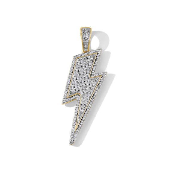1/4 CT. T.W. Diamond Lightning Bolt Necklace Charm in Sterling Silver with 14K Gold Plate