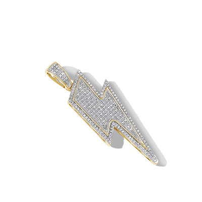1/4 CT. T.W. Diamond Lightning Bolt Necklace Charm in Sterling Silver with 14K Gold Plate