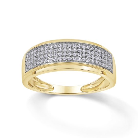 1/3 CT. T.W. Diamond Multi-Row Stepped Edge Band in 10K Gold