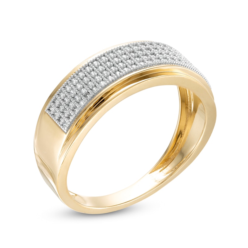 1/3 CT. T.W. Diamond Multi-Row Stepped Edge Band in 10K Gold