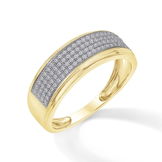 1/3 CT. T.W. Diamond Multi-Row Stepped Edge Band in 10K Gold
