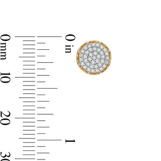 1/4 CT. T.W. Composite Diamond Beaded Crown Two-Tone Stud Earrings in 10K Gold