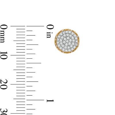 1/4 CT. T.W. Composite Diamond Beaded Crown Two-Tone Stud Earrings in 10K Gold