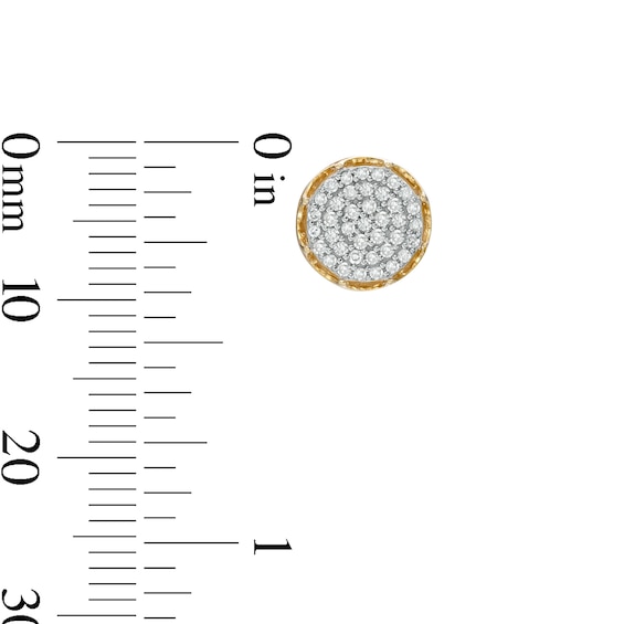 1/4 CT. T.W. Composite Diamond Beaded Crown Two-Tone Stud Earrings in 10K Gold