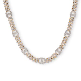 Sterling Silver 1 CT. T.W. Diamond Hexagonal Mariner Link Station Chain Necklace - 22"