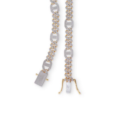 Sterling Silver 1 CT. T.W. Diamond Hexagonal Mariner Link Station Chain Necklace - 22"