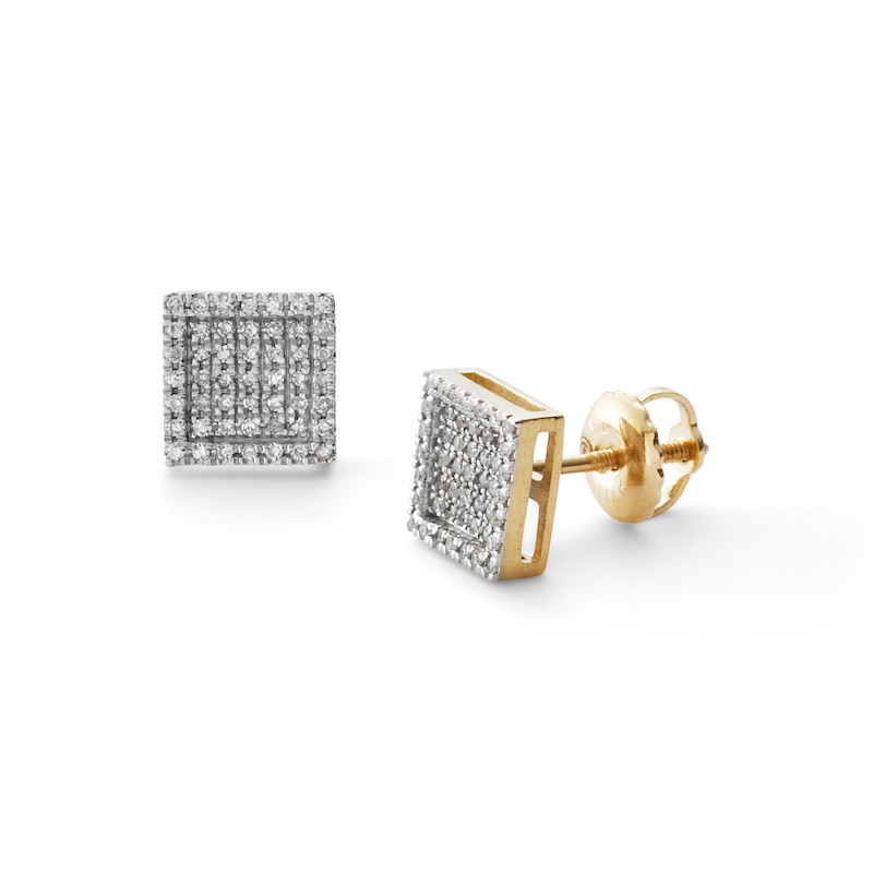 1/6 CT. T.W. Square Composite Diamond Raised Frame Stud Earrings in 10K Gold