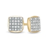 Thumbnail Image 1 of 1/10 CT. T.W. Square Composite Diamond Cushion Petal Frame Stud Earrings in 10K Gold