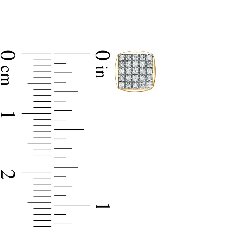 Main Image 2 of 1/10 CT. T.W. Square Composite Diamond Cushion Petal Frame Stud Earrings in 10K Gold