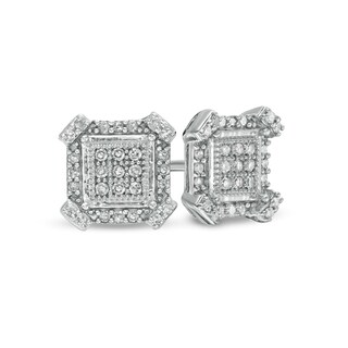 1/6 CT. T.W. Square Composite Diamond Frame Art Deco Stud Earrings in Sterling Silver