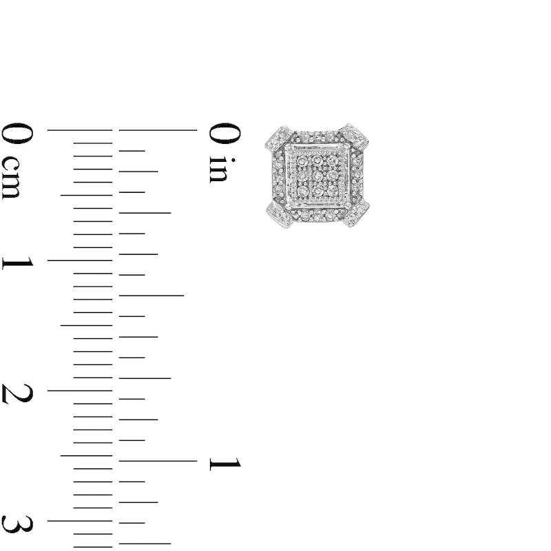 Main Image 2 of 1/6 CT. T.W. Square Composite Diamond Frame Art Deco Stud Earrings in Sterling Silver