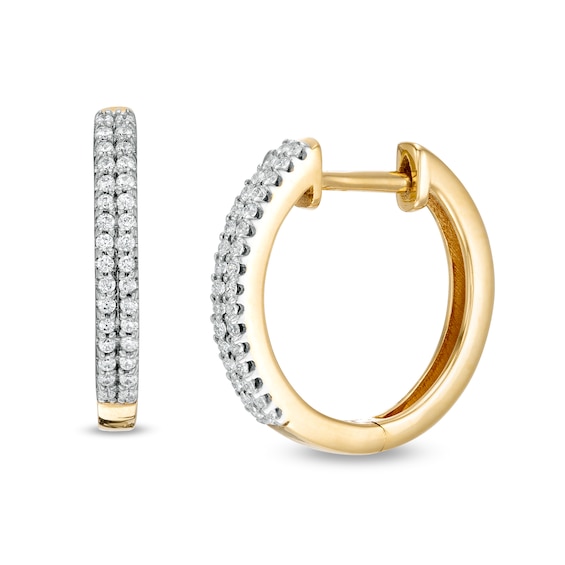 1/6 CT. T.W. Diamond Double Row Huggie Hoop Earrings in 10K Gold