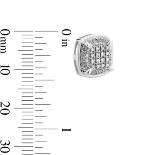 Sterling Silver 1/8 CT. T.W. Multi-Diamond Frame Convex Cushion Studs