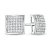 Thumbnail Image 0 of 1/4 CT. T.W. Square Composite Diamond Convex Stud Earrings in Sterling Silver
