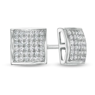 1/4 CT. T.W. Square Composite Diamond Convex Stud Earrings in Sterling Silver