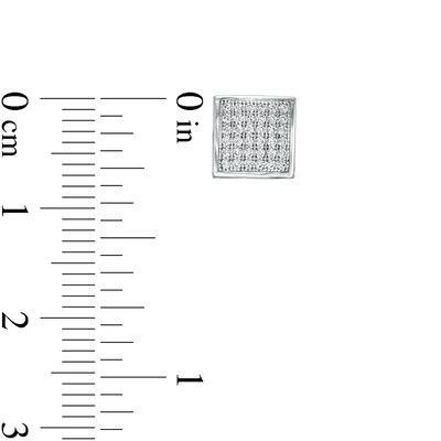 1/4 CT. T.W. Square Composite Diamond Convex Stud Earrings in Sterling Silver
