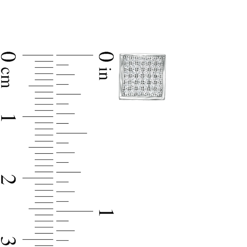 Main Image 2 of 1/4 CT. T.W. Square Composite Diamond Convex Stud Earrings in Sterling Silver