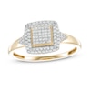 Thumbnail Image 1 of 1/4 CT. T.W. Square Composite Diamond Double Cushion Frame Triangle Side Accent Ring in 10K Gold
