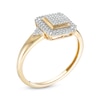 Thumbnail Image 1 of 1/4 CT. T.W. Square Composite Diamond Double Cushion Frame Triangle Side Accent Ring in 10K Gold