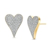 Thumbnail Image 1 of 1/20 CT. T.W. Composite Diamond Elongated Heart Stud Earrings in Sterling Silver with 14K Gold Plate