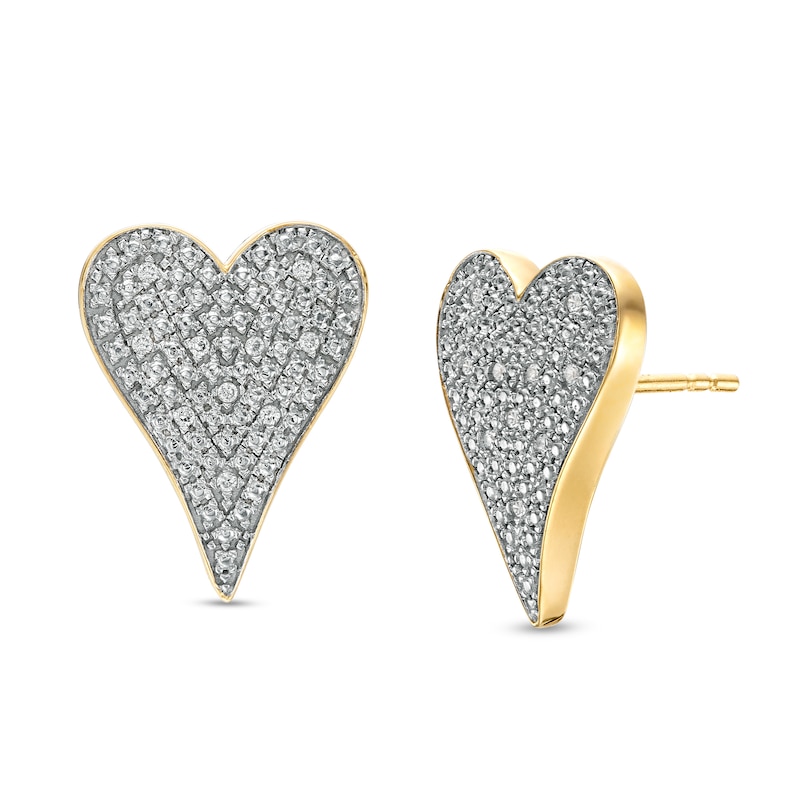 1/20 CT. T.W. Composite Diamond Elongated Heart Stud Earrings in Sterling Silver with 14K Gold Plate