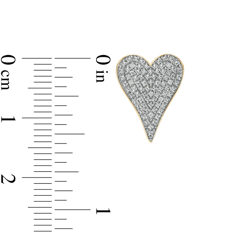 Main Image 2 of 1/20 CT. T.W. Composite Diamond Elongated Heart Stud Earrings in Sterling Silver with 14K Gold Plate