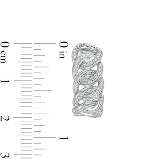 1/5 CT. T.W. Diamond Chain Link Huggie Hoop Earrings in Sterling Silver