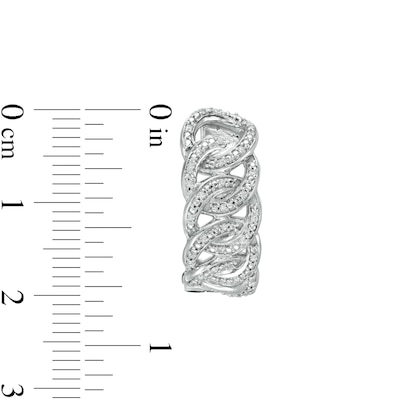 1/5 CT. T.W. Diamond Chain Link Huggie Hoop Earrings in Sterling Silver