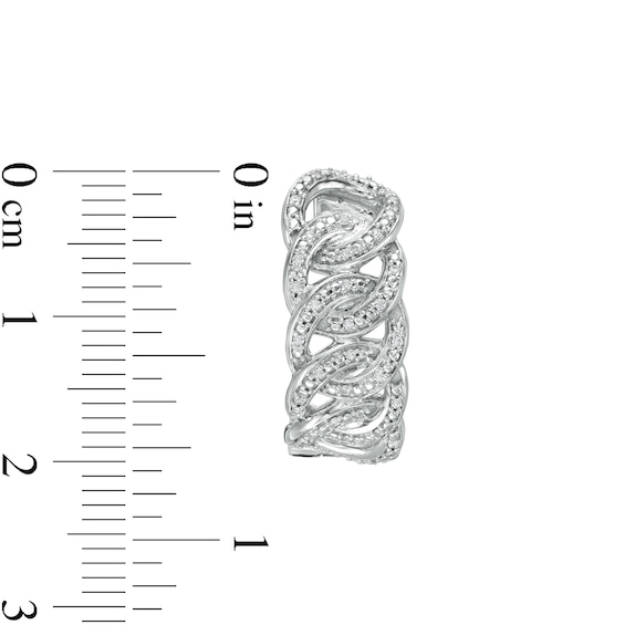 1/5 CT. T.W. Diamond Chain Link Huggie Hoop Earrings in Sterling Silver