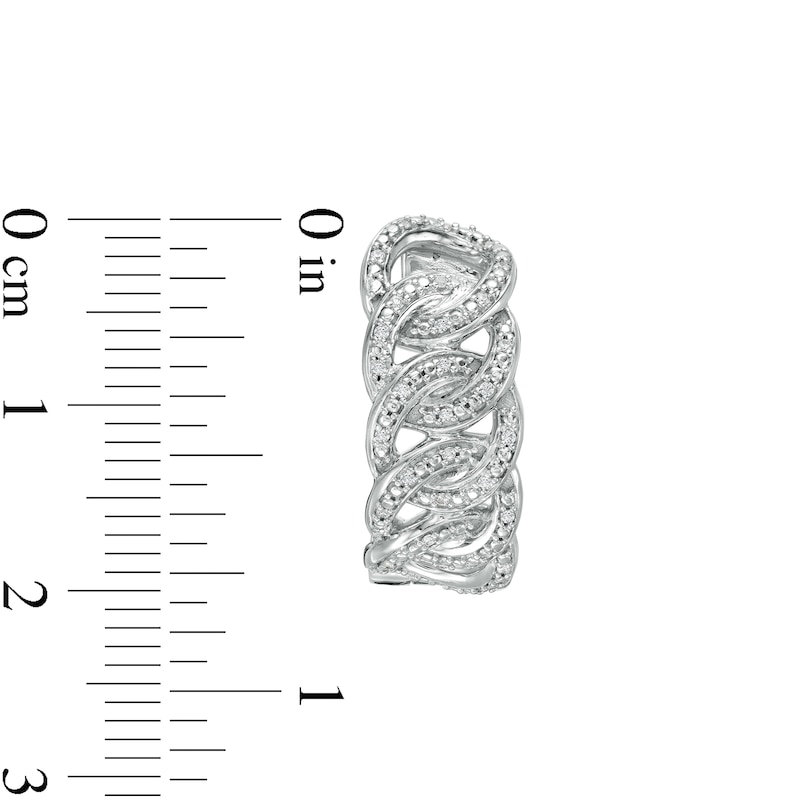 1/5 CT. T.W. Diamond Chain Link Huggie Hoop Earrings in Sterling Silver