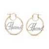 Thumbnail Image 1 of 1/4 CT. T.W. Diamond "Blessed" Hoop Earrings in Sterling Silver with 14K Gold Plate
