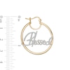 Thumbnail Image 2 of 1/4 CT. T.W. Diamond "Blessed" Hoop Earrings in Sterling Silver with 14K Gold Plate