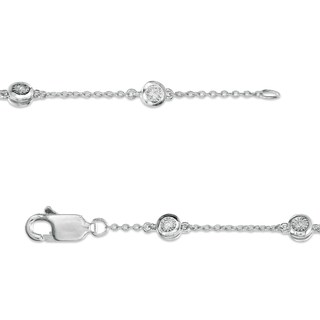 1/10 CT. T.W. Diamond Station Bracelet in Sterling Silver - 7.25"