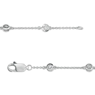 1/10 CT. T.W. Diamond Station Bracelet in Sterling Silver - 7.25"